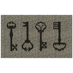 Americo Home Front Runner 18 in. W X 30 in. L Multi-Color Vintage Keys Black Vinyl Door Mat