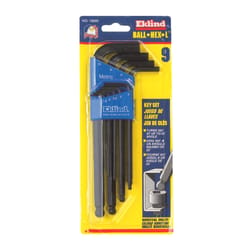 Eklind Ball-Hex-L Metric Long Arm Ball End Hex L-Key Set 9 pc