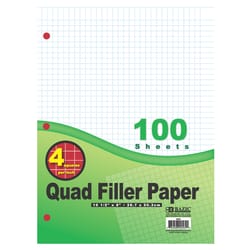 Bazic Products 10-1/2 in. W X 8 in. L Quad Ruled Filler Paper 100 sheet