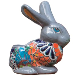 Avera Products Talavera 10.5 in. H X 6 in. W Ceramic Rabbit Planter Multicolored