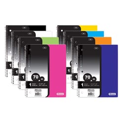 Bazic Products 10-1/2 in. W X 8 in. L Wide Ruled Side-Spiral Assorted Poly Cover Notebook