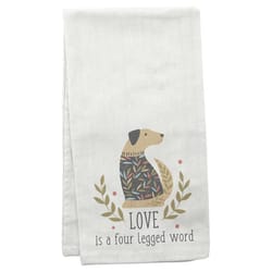Karma Gifts Flora White Cotton Dog Tea Towel 1 pk