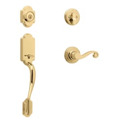 Kwikset SmartKey Arlington/Lido Polished Brass Entry Handleset KW1 1-3/4 in.