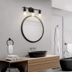 Globe Electric Matte Black 3 lights Incandescent Vanity Light Wall Mount