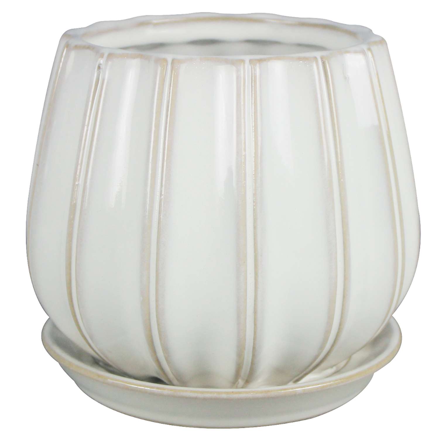 Trendspot Contour 8 in. D Ceramic Planter White Ace Hardware