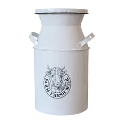 Panacea 16 in. H X 8.75 in. W X 11 in. D Metal Milkhouse Milk Can Planter White