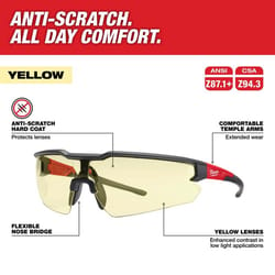 Milwaukee Anti-Scratch Safety Glasses Yellow Lens Black/Red Frame