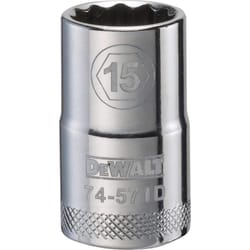 DeWalt 15 mm X 1/2 in. drive Metric 12 Point Socket 1 pc