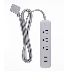 Globe Electric Designer 6 ft. L 3 outlets Power Strip with USB Ports Gray 300 J