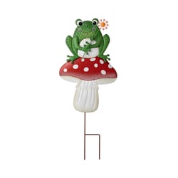 Glitzhome Multicolored Metal 30 in. H X 13 in. L X 2 in. W Mushroom and Frog Yard Stake