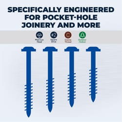 Kreg No. 8 X 2-1/2 in. L Square Blue-Kote Pocket-Hole Screw 125 ct