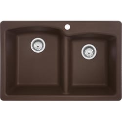 Franke Ellipse Composite Granite Dual Mount 22 in. W X 33 in. L Double Bowl Kitchen Sink Mocha
