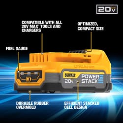 DeWalt 20V MAX Powerstack DCBP315-2C Lithium-Ion 1.7Ah and 5Ah Battery and Charger Starter Kit 3 pc