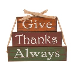 Glitzhome 9.45 in. Give Thanks Block Set Tabletop Decor