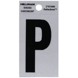 HILLMAN 2 in. Reflective Black Vinyl  Self-Adhesive Letter P 1 pc