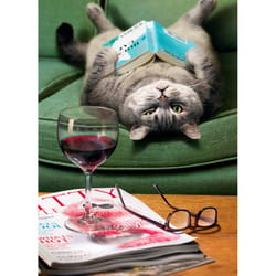 Avanti Seasonal Upside Down Cat Reading Book Mother's Day Card Paper 2 pc