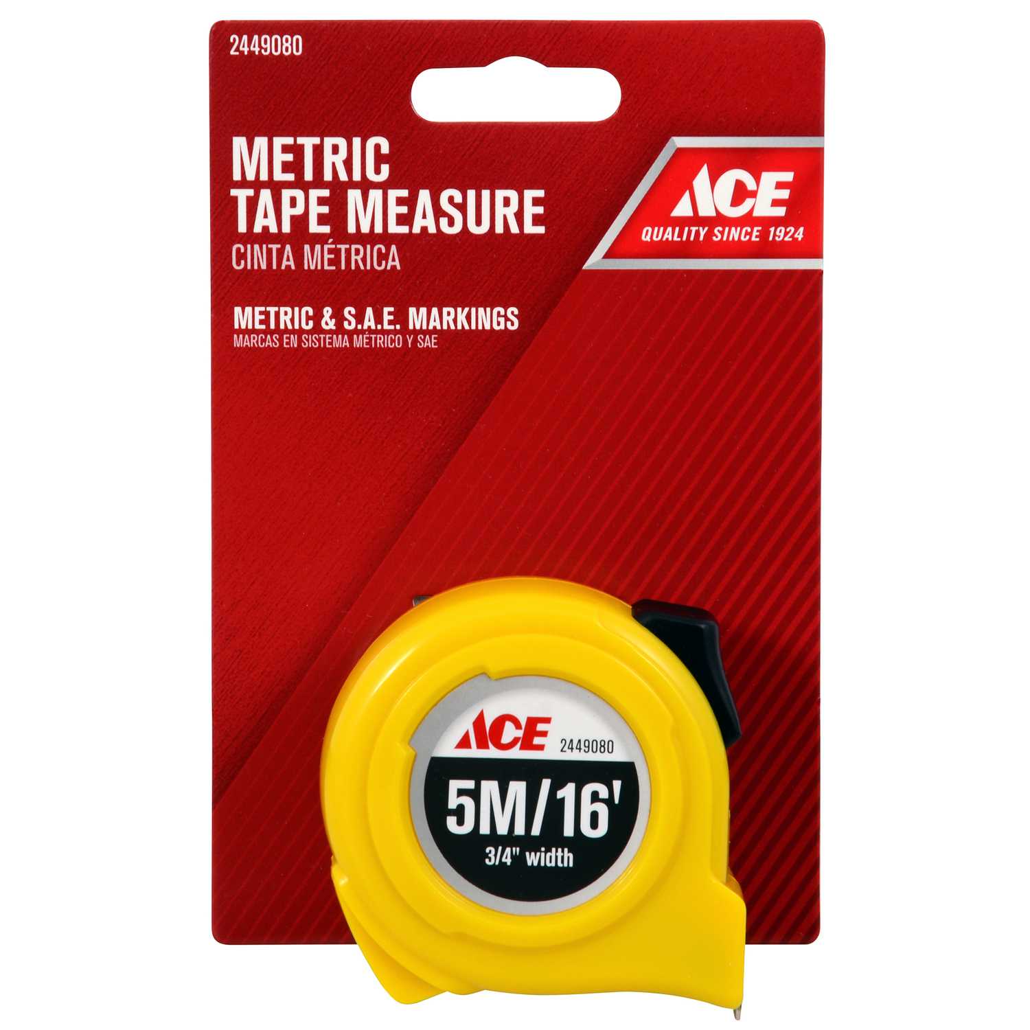 Ace 16 ft. L x 0.75 in. W High Visibility Metric Tape Measure Yellow 1