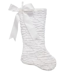 Dyno Ivory Faux Fur W/Bow Christmas Stocking 20 in.