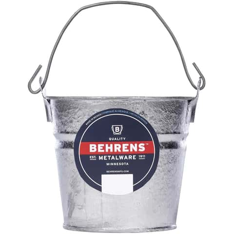 4 Pack Small Galvanized Buckets with Handles, Blue Metal Tin