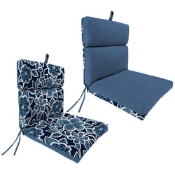 Jordan Manufacturing Blue French Edge Polyester Chair Cushion 3.5 in. H X 21 in. W X 43 in. L