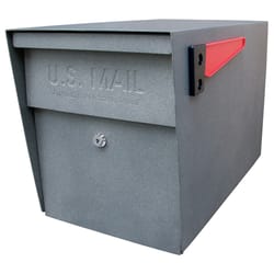 Mail Boss Modern Galvanized Steel Post Mount Granite Locking Mailbox