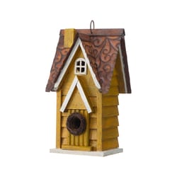 Glitzhome 12 in. H X 5.5 in. W X 6.5 in. L Metal and Wood Bird House