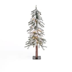 Gerson 3 ft. Slim Incandescent 50 ct Flocked Alpine Christmas Tree
