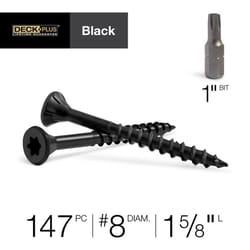 HILLMAN Deck Plus No. 8 Ga. X 1-5/8 in. L Black Star Flat Head Exterior Deck Screws 1 lb 147 pk