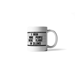 El Arroyo 16 oz Fluent in silence White BPA Free Mug