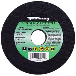 Forney 4-1/2 in. D X 7/8 in. Silicon Carbide Masonry Cutting Wheel 1 pc