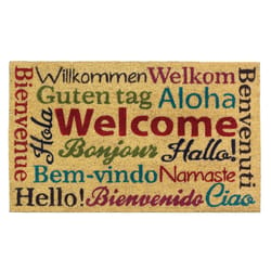 Summerfield Terrace Welcome Multi Language 18 W X 30 L Multi-Color Rectangle Coir Door Mat