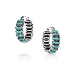 Montana Silversmiths Women's Turquoise Run Hoop Silver/Turquoise Earrings Brass Water Resistant