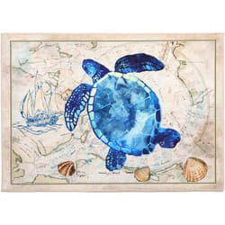 Olivia's Home 22 in. W X 32 in. L Multi-Color Seafaring Turtles Polyester Accent Rug