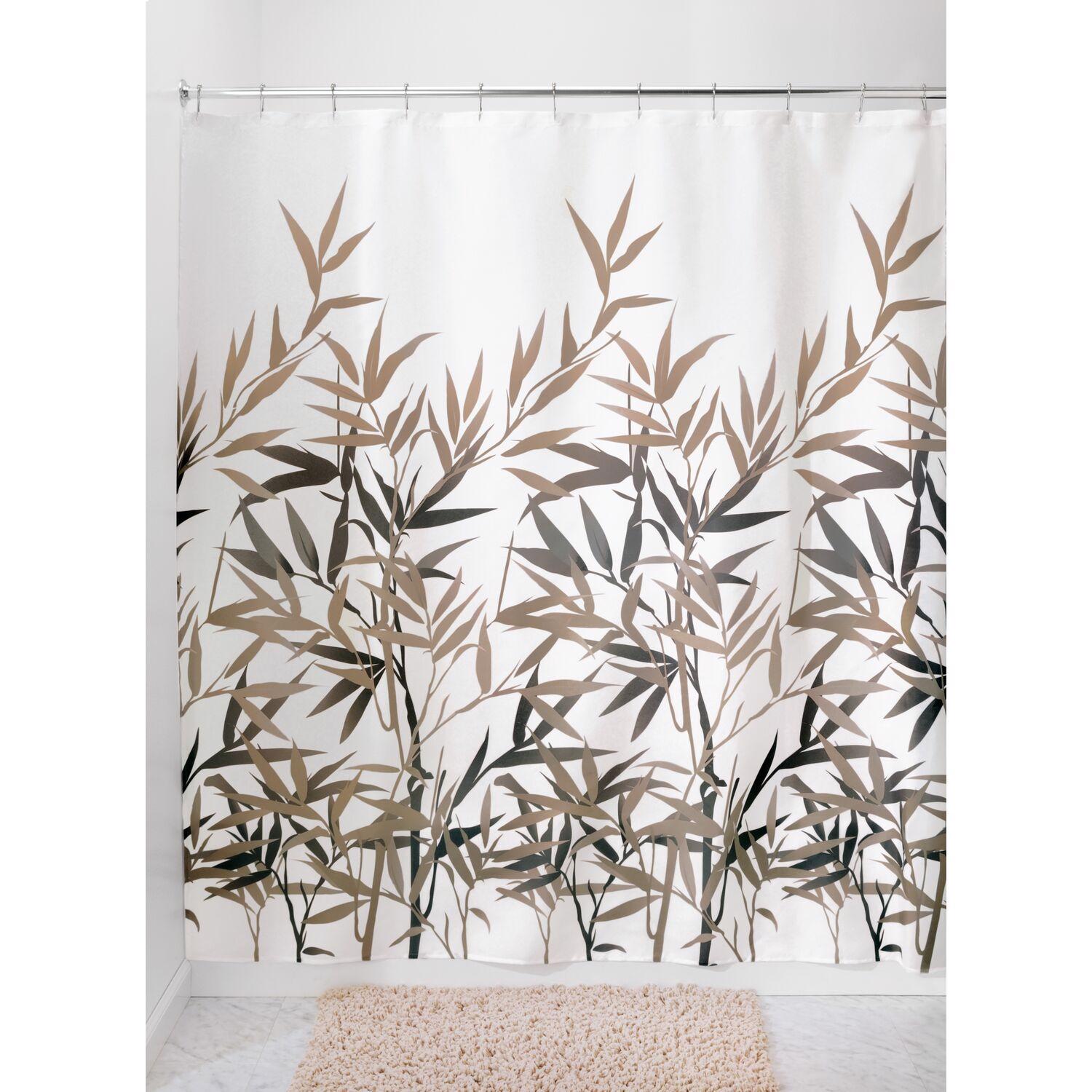 Photos - Shower Curtain Interdesign Anzu 72 in. H X 72 in. W Black/Tan Natural Bamboo Shower Curta 