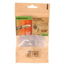 RAWLPLUG 5/16 in. D X 1 in. L Polypropylene Phillips Head Drywall Anchor 34 pc