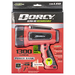Dorcy 1300 lm Black/Red LED Spotlight + Power Bank 4400 mAh Lithium Ion Battery
