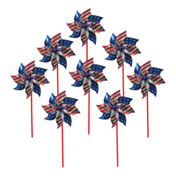 In The Breeze Multicolored Mylar 15 in. H Stars and Stripes Pinwheels Garden Stake Spinner