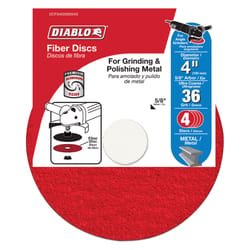 Diablo 4 in. D X 5/8 in. Aluminum Oxide Fiber Disc 36 Grit 4 pk