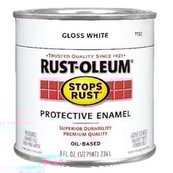 Rust-Oleum  Stops Rust  Gloss  White  Oil-Based  Alkyd  Protective Enamel  0.5 pt. 