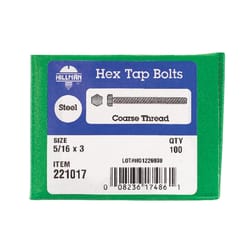 HILLMAN 5/16 in. D X 3 in. L Zinc Plated Steel Hex Tap Bolt 100 pk