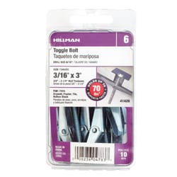 HILLMAN 3/16 in. D X 3 in. L Round Steel Toggle Bolt 10 pk