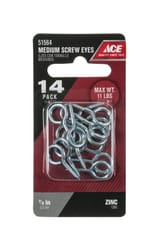 Ace 3/32 in. D X 7/8 in. L Zinc-Plated Steel Screw Eye 11 lb. cap. 14 pk