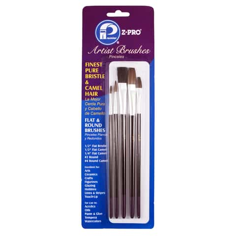 Pro Art Brush White Bristle Set Round 3pc, Paint Brushes, Acrylic