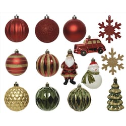 Decoris Red/Green/Gold Shatterproof Ornaments
