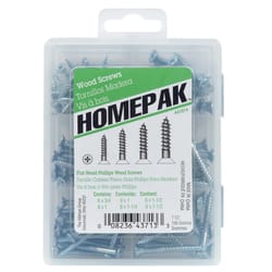 HILLMAN Homepak Assorted X Various in. L Phillips Zinc-Plated Coarse Wood Screw Assortment 120 pk