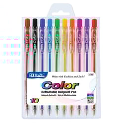 Bazic Products Assorted Retractable Ball Point Pen 10 pk