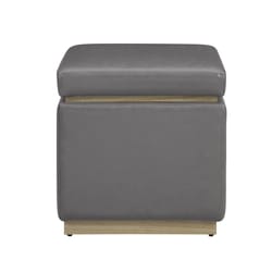 Linon Home Decor Stella Gray Faux Leather Modern Ottoman 1 pk