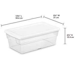 Sterilite 6 qt Clear Storage Box 4.875 in. H X 8.25 in. W X 13.625 in. D Stackable