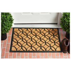 Calloway Mills Circles 2 W X 3 L Black/Brown Rectangle Coir Door Mat