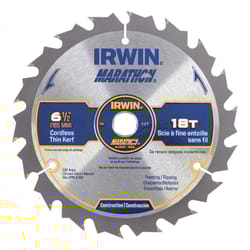 Irwin Marathon 6-1/2 in. D X 5/8 in. S Classic Carbide Circular Saw Blade 18 teeth 1 pk